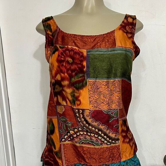 New York Studio Womens Small Multicolor Tank Top Sleeveless Bohemian Casual - Picture 2 of 10